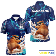 Load image into Gallery viewer, Custom Funny Wombat Bowling Team Shirt Navy Bowling Jersey for Men Bowling Performance QZT924