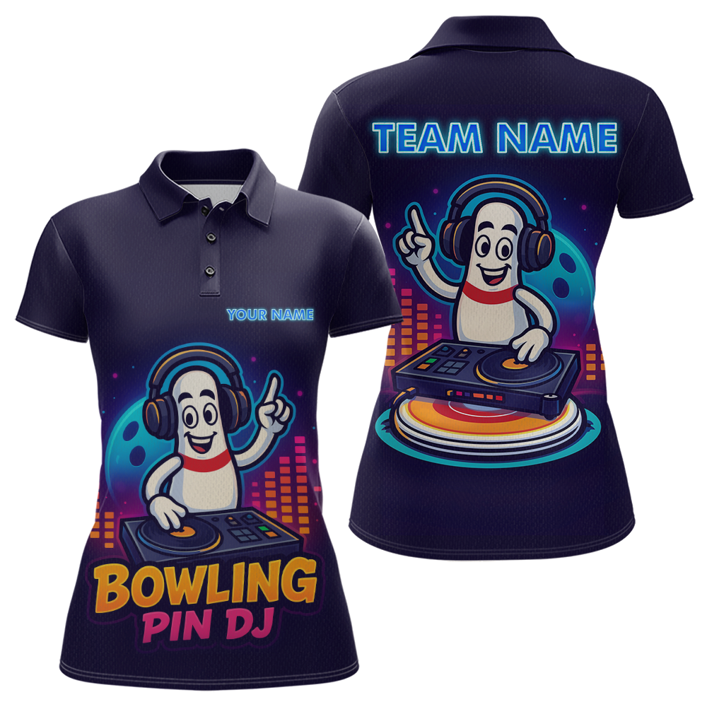Funny Bowling Pins Music Shirt Custom Neon Bowling Jersey for Women Polo & 1/4 Zip Bowling Gift QZT790