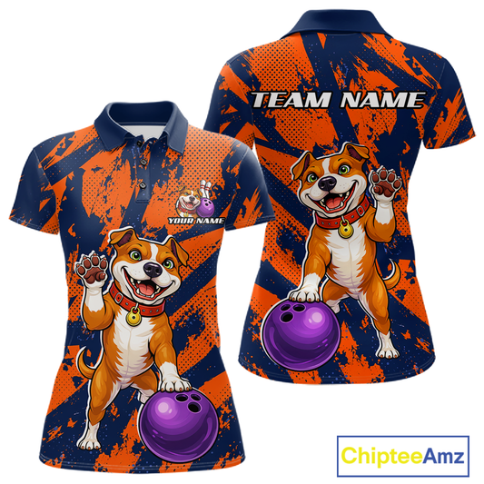 Custom Pitbull Bowling Shirt for Women Bowling Team Jersey Polo & Quarter-Zip QZT1002