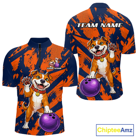 Custom Pitbull Bowling Shirt for Men Bowling Team Jersey Polo & Quarter-Zip QZT1002