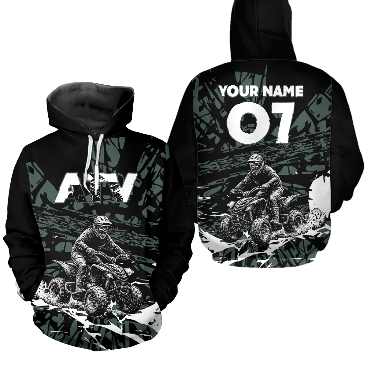 Custom ATV Motocross Hoodie Green Quad Bike Hoodie Men Women Kid Racing Off-Road MHT201