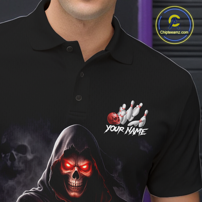 Personalized Grim Reaper Bowling Team Shirt for Men Bowling Jersey Polo & 1/4-Zip Bowling Outfit QZT881