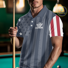 Load image into Gallery viewer, Custom American Flag Billiard Team Shirts for Men Patriotic Billiard Jersey Polo &amp; 1/4 Zip Pool Shirt BHT24