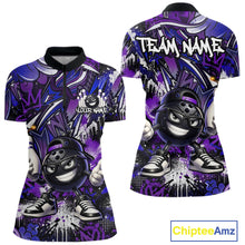 Load image into Gallery viewer, Purple and black sports jersey with cartoon character design on a white background, featuring 'Team Name' text.