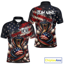 Load image into Gallery viewer, Polo shirt with American flag and snake design, featuring 'Team Name' text.