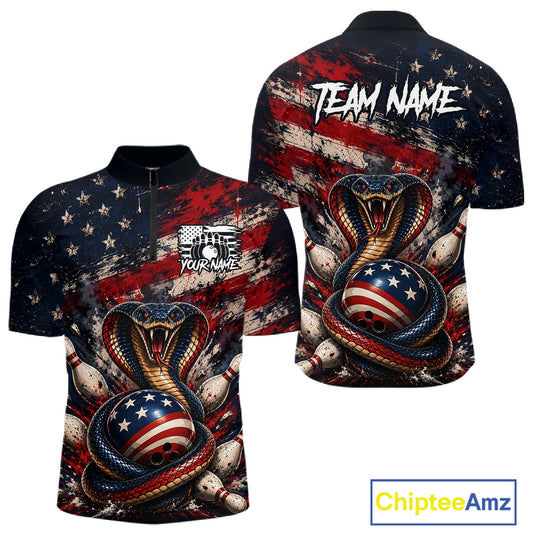 Shirt with American flag design and cobra graphic, featuring 'Chiptee Amz' branding.