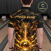 Load image into Gallery viewer, Custom Black and Gold Bowling Shirt Dragon Bowling Jersey League for Men Polo &amp; 1/4-Zip Outfit QZT834