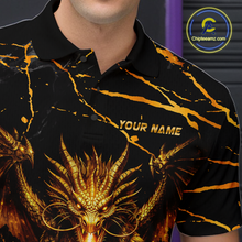 Load image into Gallery viewer, Custom Black and Gold Bowling Shirt Dragon Bowling Jersey League for Men Polo &amp; 1/4-Zip Outfit QZT834