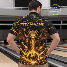 Load image into Gallery viewer, Custom Black and Gold Bowling Shirt Dragon Bowling Jersey League for Men Polo &amp; 1/4-Zip Outfit QZT834