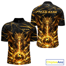 Load image into Gallery viewer, Custom Black and Gold Bowling Shirt Dragon Bowling Jersey League for Men Polo &amp; 1/4-Zip Outfit QZT834