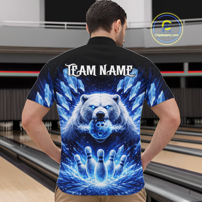Custom Polar Beer Bowling Shirt for Men Ice Bowling Jersey Polo & 1/4-Zip Bowling Uniform for Team QZT972