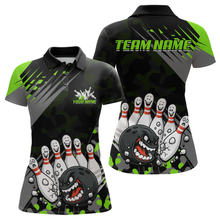 Load image into Gallery viewer, Custom Green Funny Bowling Shirt Crazy Bowling Jersey Women Polo &amp; 1/4 Zip Bowling Outfit QZT785