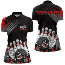 Load image into Gallery viewer, Custom Red Funny Bowling Shirt Crazy Bowling Jersey Women Polo &amp; 1/4 Zip Bowling Outfit QZT785
