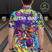 Load image into Gallery viewer, Custom Funny Graffiti Dinosaur Bowling Shirt Polo &amp; 1/4 Zip Bowling Jersey for Men Bowling Outfit QZT795