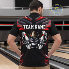 Load image into Gallery viewer, Custom Black &amp; Red Funny Cowboy Bowling Shirt for Men Polo &amp; 1/4-Zip Bowling League QZT840