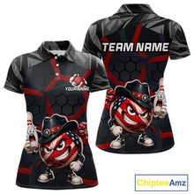 Load image into Gallery viewer, Custom Funny American Flag Bowling Shirt for Women Bowling Team Jersey Bowling Outfit QZT1123