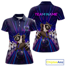 Load image into Gallery viewer, Bowling shirt with raccoon design and customizable text on a white background