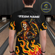 Load image into Gallery viewer, Custom Orange Flame Skull Bowling Shirt for Men Bowling Jersey League Bowling Gifts QZT842