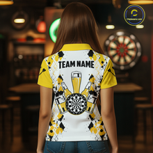 Load image into Gallery viewer, Custom Funny Beer Dart Shirt Argyle Dart Team Jersey for Women Dartboard Polo &amp; Quarter-Zip Shirts DHT14