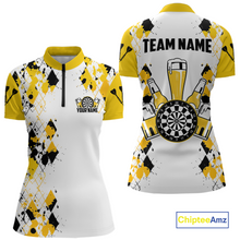 Load image into Gallery viewer, Custom Funny Beer Dart Shirt Argyle Dart Team Jersey for Women Dartboard Polo &amp; Quarter-Zip Shirts DHT14