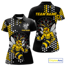 Load image into Gallery viewer, Custom Funny Bee Dart Team Shirt for Women Dart League Jersey Polo &amp; 1/4-Zip Dartboard Shirt Outfit DHT17