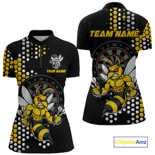 Load image into Gallery viewer, Custom Funny Bee Dart Team Shirt for Women Dart League Jersey Polo &amp; 1/4-Zip Dartboard Shirt Outfit DHT17