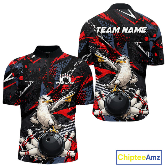 Custom Funny Gull Bowling Team Shirt for Men Bowling League Jersey Polo & Quarter-Zip QZT1016