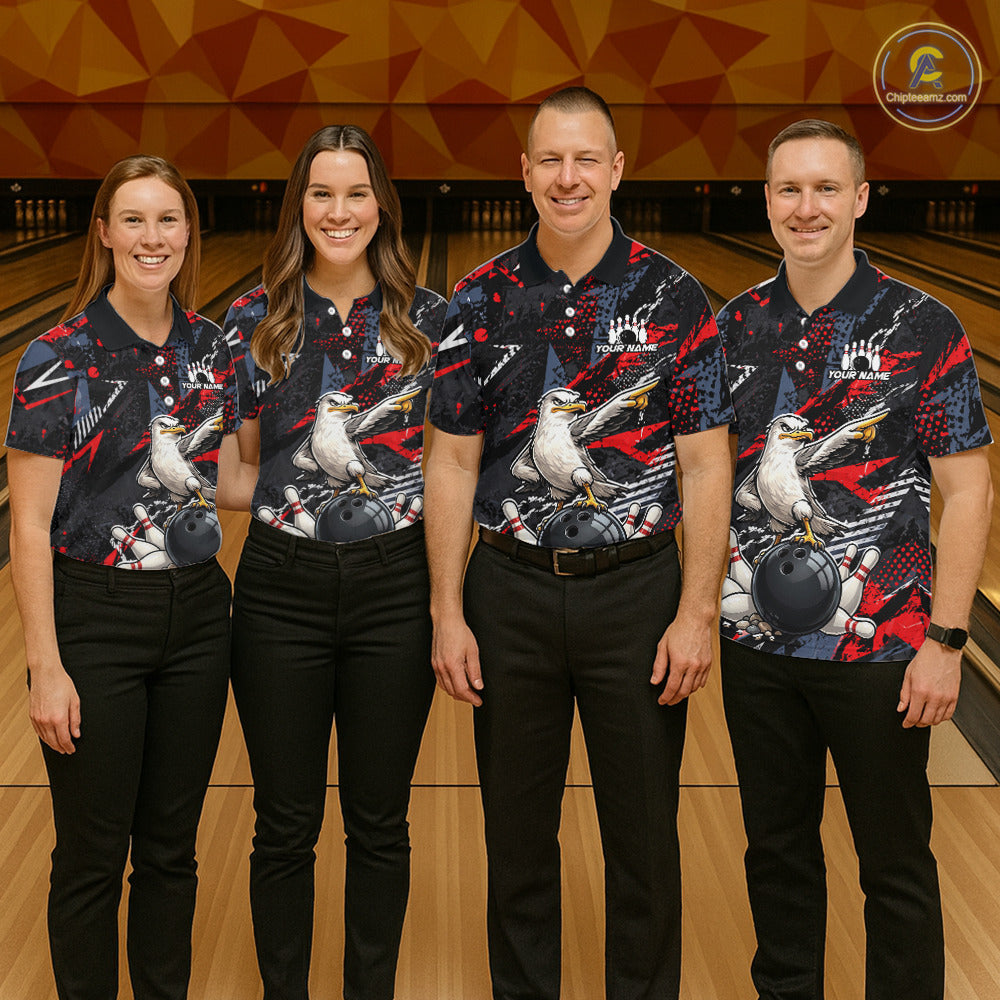 Custom Funny Gull Bowling Team Shirt for Women Bowling League Jersey Polo & Quarter-Zip QZT1016