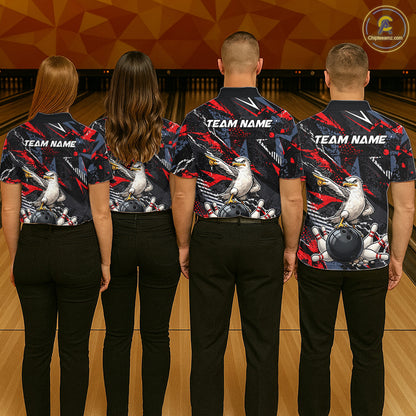 Custom Funny Gull Bowling Team Shirt for Women Bowling League Jersey Polo & Quarter-Zip QZT1016