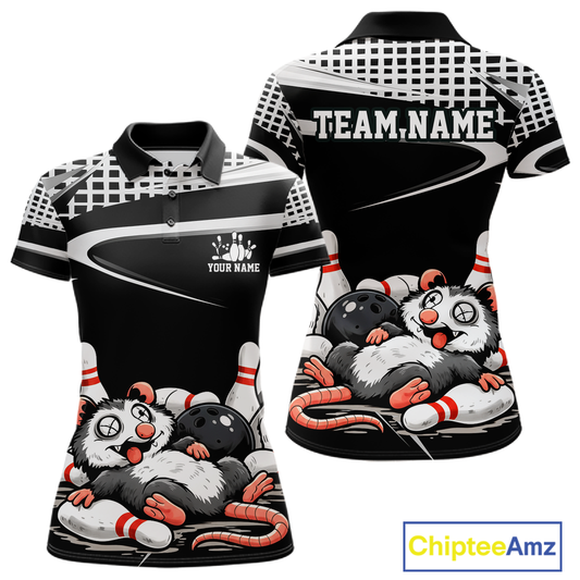 Personalized Funny Opossum Bowling Shirt Bowling Jersey for Women Bowling Polo & Quarter-Zip QZT847