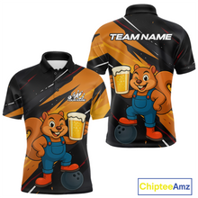 Load image into Gallery viewer, Funny Squirrel and Beer Bowling Team Shirt for Men Custom Bowling League Jersey Bowling Outfit QZT813