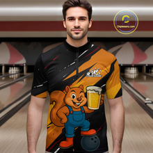 Load image into Gallery viewer, Funny Squirrel and Beer Bowling Team Shirt for Men Custom Bowling League Jersey Bowling Outfit QZT813