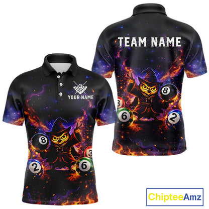 Custom Owl Witch Billiard Shirt for Men 8 Ball Billiard Jersey Pool Shirt Polo & 1/4 Zip Unisex BHT3
