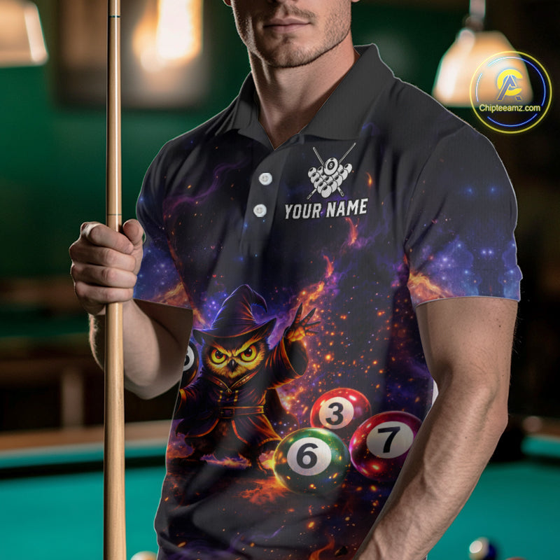 Custom Owl Witch Billiard Shirt for Men 8 Ball Billiard Jersey Pool Shirt Polo & 1/4 Zip Unisex BHT3