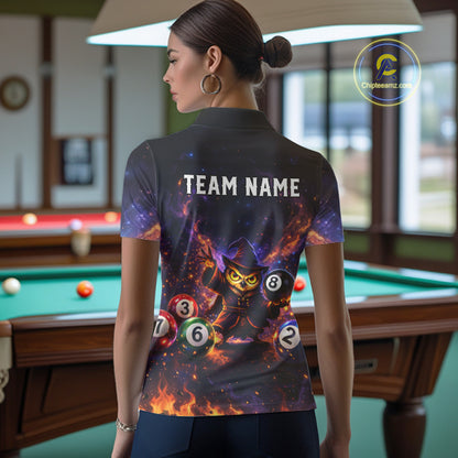 Custom Owl Witch Billiard Shirt for Women 8 Ball Billiard Jersey Pool Shirt Polo & 1/4 Zip Unisex BHT3