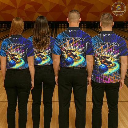 Multicolor Funny Dachshund Bowling Shirt Custom Bowling Team Jersey for Men Polo & Quarter-Zip Bowling Outfit QZT941