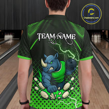 Load image into Gallery viewer, Custom Funny Green Rhino Bowling Team Shirt for Men Bowling Jersey Polo, Quarter-Zip Outfit QZT805