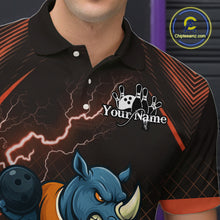 Load image into Gallery viewer, Custom Funny Orange Rhino Bowling Team Shirt for Men Bowling Jersey Polo, Quarter-Zip Outfit QZT805