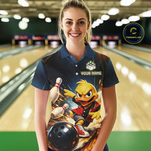Load image into Gallery viewer, Personalized Funny Duck Bowling Team Shirt for Women Bowling League Uniform Polo &amp; 1/4-Zip QZT858