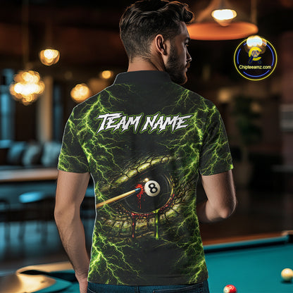 Custom Green Cobra Snake Billiard Jersey for Men 8 Ball Billiard Shirt for Team Polo & 1/4 Zip BHT8