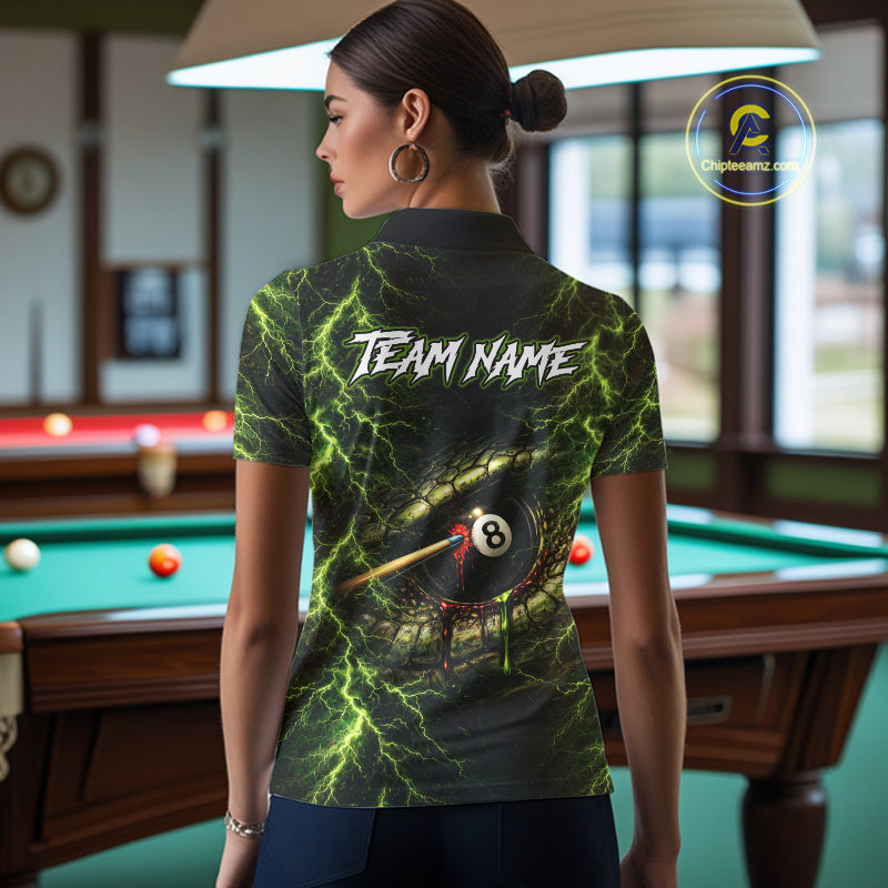 Custom Green Cobra Snake Billiard Jersey for Women 8 Ball Billiard Shirt for Team Polo & 1/4 Zip BHT8