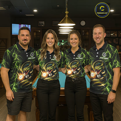 Custom Green Cobra Snake Billiard Jersey for Men 8 Ball Billiard Shirt for Team Polo & 1/4 Zip BHT8