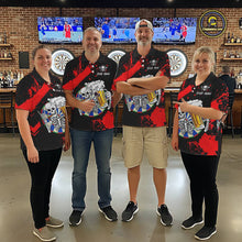 Load image into Gallery viewer, Custom Red Skeleton Dart Jersey for Team Polo &amp; 1/4 Zip Beer Dartboard Shirts Dart Jerseys Gift for Women DHT3