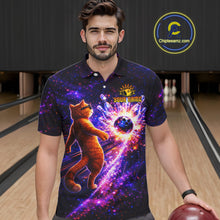 Load image into Gallery viewer, Galaxy Funny Cat Bowling Shirt for Men Custom Bowling League Jersey Polo &amp; Quarter-Zip Bowler Gift QZT918