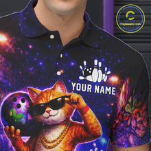Load image into Gallery viewer, Custom Graffiti Funny Cat Bowling Shirt for Men Bowling League Jersey Polo &amp; Quarter-Zip Bowling Outfit QZT919