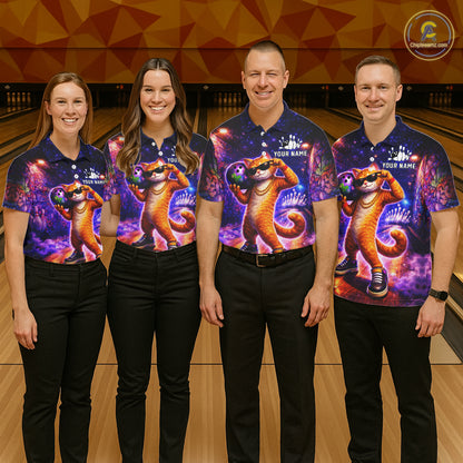 Custom Graffiti Funny Cat Bowling Shirt for Men Bowling League Jersey Polo & Quarter-Zip Bowling Outfit QZT919