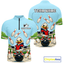 Load image into Gallery viewer, Personalized Funny Duck Bowling Team Shirt for Men Bowling Jersey Performance Polo &amp; 1/4-Zip QZT45