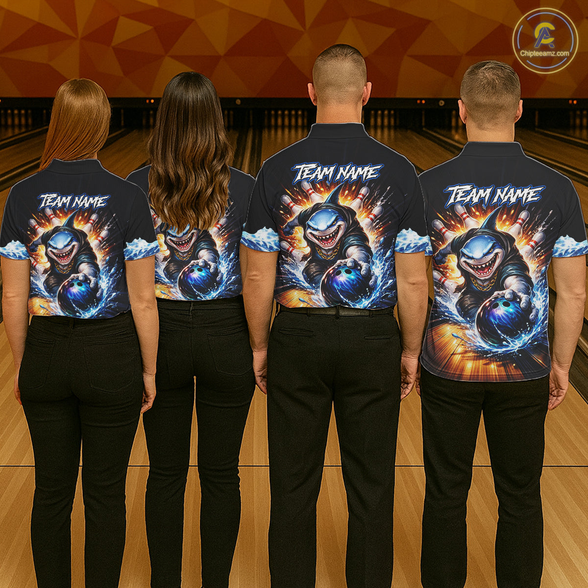 Personalized Funny Shark Bowling Team Shirt Bowling Jersey for Women Polo & Quarter-Zip QZT948