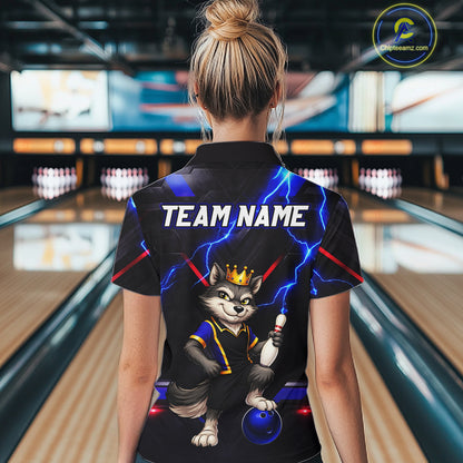 Custom Funny King Wolf Bowling Shirt for Women Crown Bowling Jersey Thunder Bowling Shirt Polo & Quarter-Zip QZT962