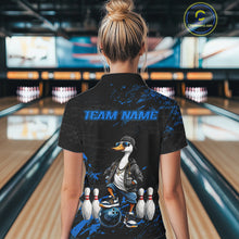 Load image into Gallery viewer, Personalized Blue Funny Goose Bowling Team Shirt for Women Bowling League Jersey Polo &amp; 1/4-Zip QZT877